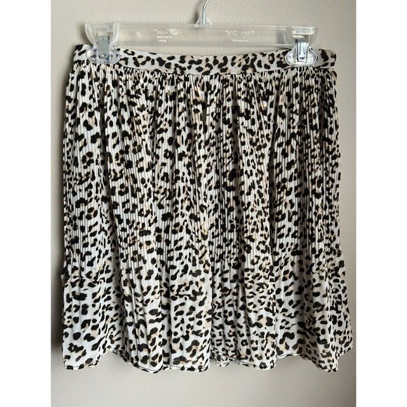 Banana Republic Pleated Cheetah Animal Print Skirt Women’s 4 Flounce Mini Skirt - Picture 3 of 8